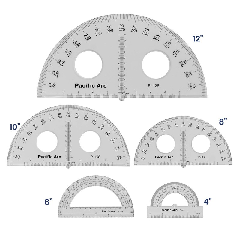 Pacific Arc's 6 Inch Plastic Protractor Clear Ruler
