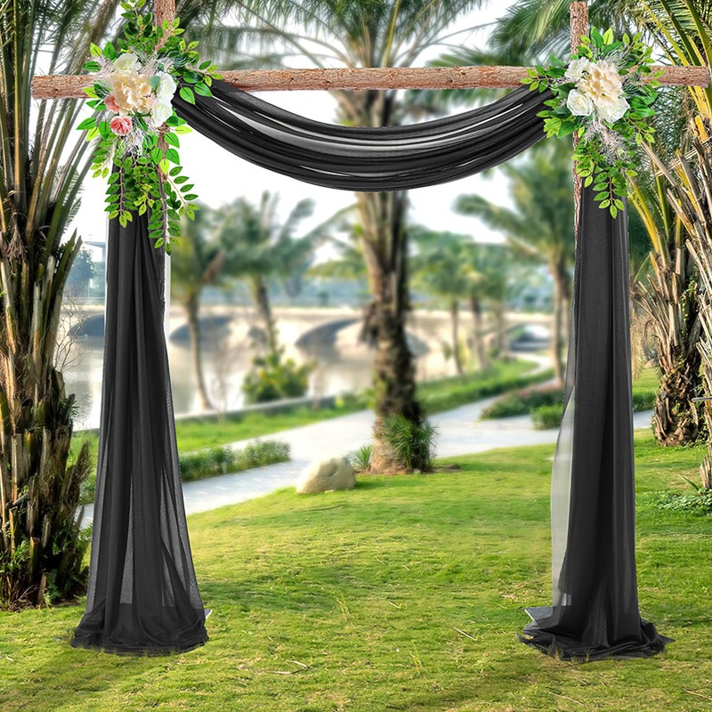 Black Backdrop Curtain Chiffon Drapes 2.5ft x 20ft Wedding Arch