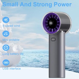 Poyiccot Portable Handheld Mini Fan, Speed (1-100 Gear) Cooling Wind Hand Fans, 3000mAh USB Rechargeable, LED Display, Personal Small Portable Fans for Travel/Outdoor/Home/Office, Purple