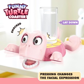 Color Land Gravity - Powered Funny Turtle Coaster Tea Cup Holder, A Fun and Functional Coaster for Your Coffee Table Decor Cute Stuff Funny Gifts - Pink