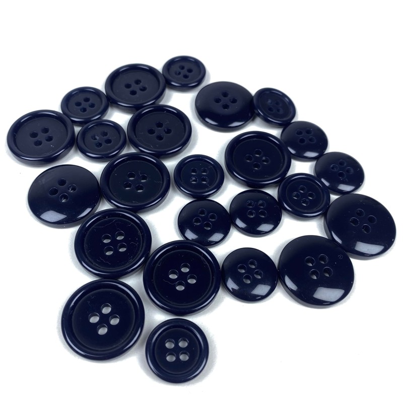 Pack of 12 Dark Blue Sew on 15mm Round Buttons