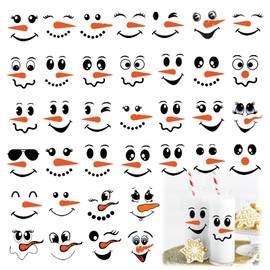 36pcs Snowman Face Stickers for Crafts Cute Christmas Ornaments Vinyl Snow Man Face Decals Xmas Winter Holiday Stickers for Window Glass Cups Balls Jars Wall Party Supplies Home Decoration(snow36)