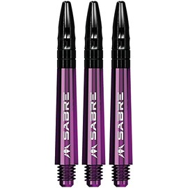 Mission Darts Sabre Shafts | Durable Polycarbonate Stems with Black Aluminium Top | 1 Set of 3 Shafts | Purple | Tweenie (S1552)