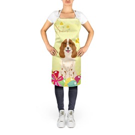 Caroline's Treasures BB6031APRON Easter Eggs Russian Spaniel Apron Cooking Kitchen Server Baking Crafts Gardening for Adult Women Men, Unisex, Large, Multicolor