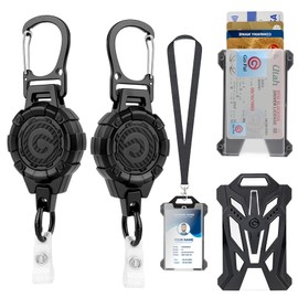 Go Pal Retractable Badge Reel Set: 2 Pack Heavy Duty ID Badge Holder with 39" Steel Cord, Tactical Work ID Card Holder and Lanyard for Nurses, Security, Office, Construction, Teachers