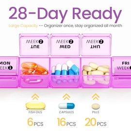 Betife Monthly Pill Organizer 1 Time a Day, 4 Weekly Pill Box Organizer Once a Day, 30 Day Large Pill Case for Travel, 31 Day Daily Medcine Container 