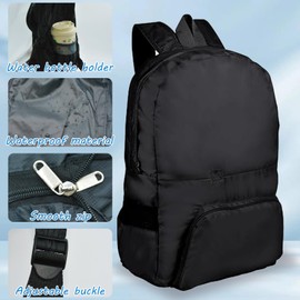 RANYAKE Ultra Lightweight Foldable Backpack,Water Resistant Hiking Backpack,Polyester Backpack,Black Lightweight Backpack,Multifunctional Backpack for Women Men Kids,for Camping,Traveling,Cycling