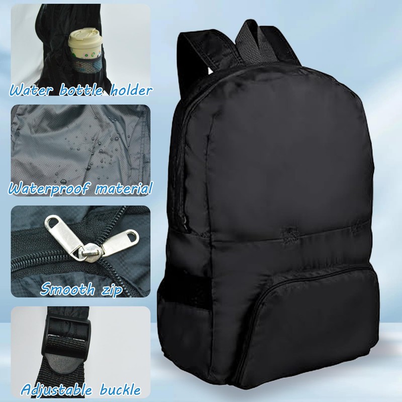 RANYAKE Ultra Lightweight Foldable Backpack,Water Resistant Hiking Backpack,Polyester Backpack,Black Lightweight