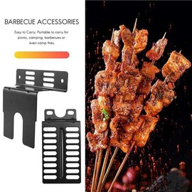 Smallterm 2 Pieces Grill Stainless Steel Holder Set Rotisserie Motor Holder Set Stainless Steel Universal Grill Motor Support Plates Camping Grill Tools for Outdoor Use