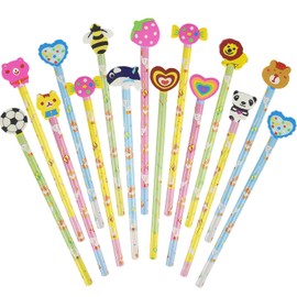 SULOLI Pencils with Rubbers on The End,15PCS Pencils for Kids Pencil and Rubber Set Pencils for Party Bags Gifts