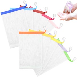 AHQiZFX Pack of 10 Soap Nets, Soap Mesh Bag, Nylon Soap Bags, Facial Cleansing Nets, Foam Nets, Soap Bags with Drawstring, Soap Bag, for Bathing, Body, Exfoliation, Facial Cleansing