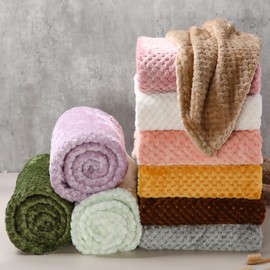 Peryiter 10 Pieces Baby Fuzzy Blankets 30 x 40 Inch Toddler Soft Throw Blankets Warm Newborn Receiving Infant Blanket for Crib Bed Infant Stroller Travel Nursery Supplies(Bright Color)