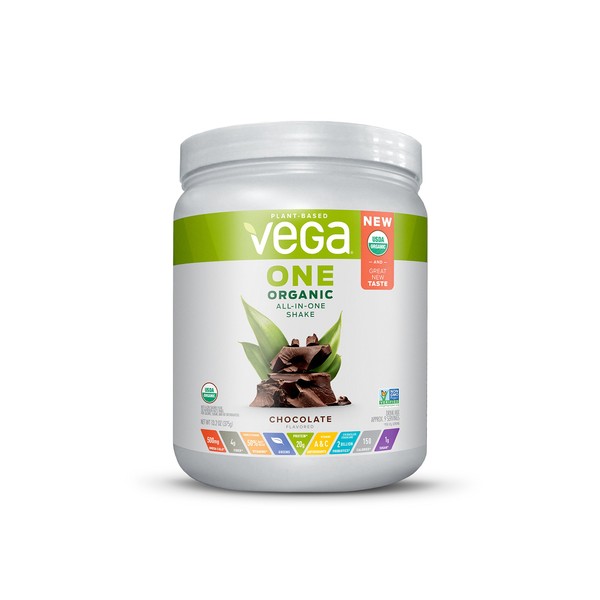 Vega One Organic Plant Protein Powder Chocolate 13.2 Ounce - Plant Based Vegan Protein Powder, Non Dairy, Gluten Free, Non GMO