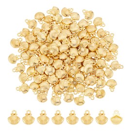 UNICRAFTALE 150Pcs Shell Shape Charms Golden Sea Shell Charms Beach Shells Charm Summer Ocean Pendant Decor Ocean Life Sea Animal Pendants for DIY Bracelets Necklaces Earrings Making