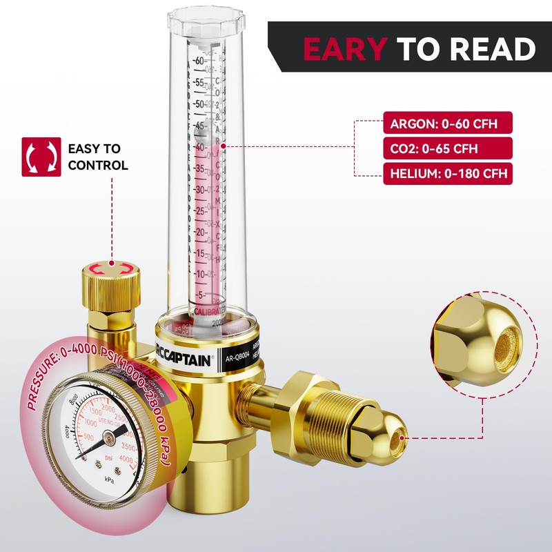 ARCCAPTAIN Argon/CO2/Helium Regulator with 8.2FT Inert Gas Welding Hose, MIG
