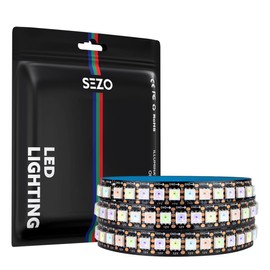 SEZO WS2815 LED Strip Light (Upgraded WS2812B) 1M 144LEDs/m Dream Colour Individually Addressable RGB 5050SMD Dual Signal WS2813 LED Flexible Light Strip IP30 Non-Waterproof DC12V Black PCB