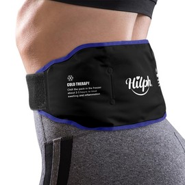 Hilph Back Cooling Pad, Cold and Warm Compress, Gel Cooling Pad with Elastic Bands, Velcro Fastening, for Back Injuries, Sciatica, Shoulders, Abdomen, Black