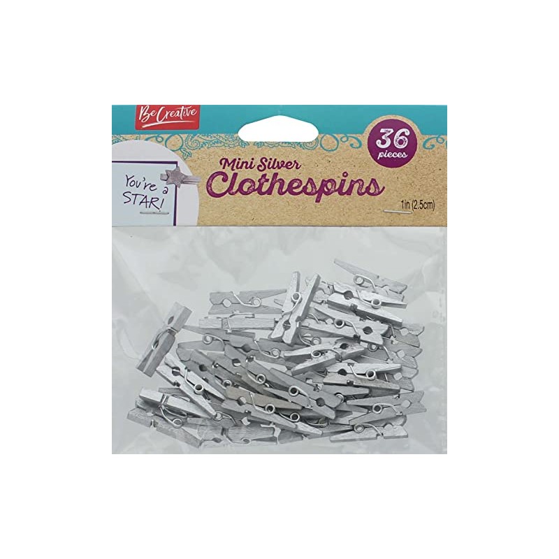 Leisure Arts Silver Clothespins Wood 1" Mini 36pc