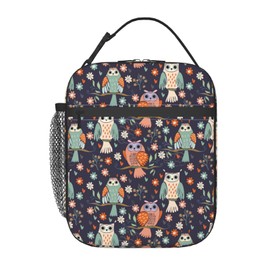 Gianlaima Owl Branch Fall Flower Funny Lunch Bag Portable Insulated Lunch Bag Reusable Cooler Totes For Women Men Adults Work Picnic Camping
