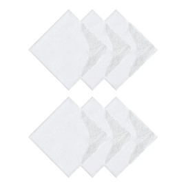 HOULIFE Women's Fabric Handkerchiefs - Large Handkerchief Wedding, Fabric Handkerchiefs Made of Combed Cotton Soft White Flowers Embroidery with Lace, 3/6 Pieces, 43 x 43 cm, white 1