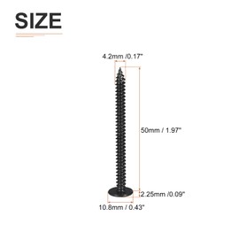 DTGN #8x2 Sheet Metal Screws - 100 Pack - for Wood, Furniture - Stainless Steel 410 Phillips Truss Head Self Tapping Pointed Tail Wood Screws - Black