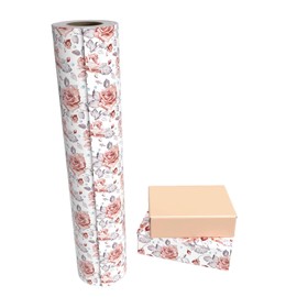 WRAPAHOLIC Reversible Wrapping Paper - 30 Inch X 100 Feet Jumbo Roll Beautiful Pink Floral Design, Perfect for Wedding, Mother's Day, Birthday, Baby Shower and More Occasions