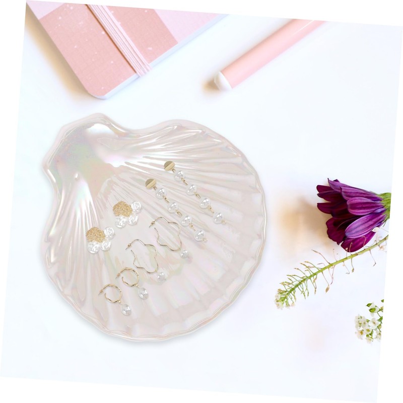 Ciieeo Ceramic Shell Shaped Jewelry Dish Trinket Holder for Rings