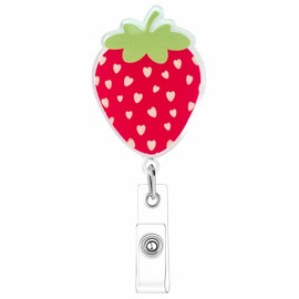 Red Strawberry Badge Reel, Cute ID Nurse Badge Holder Retractable Clip, Nursing Student Name Badge Holders, RN LPN CNA MA Healthcare Accessories for Work