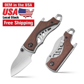 Outdoor Edc Pocket Knife Olive Wooden Handle Multi Tool Folding Knives High Quality Small Survival Hunting Knifecolor: AT-12, blade length: 52mm, blade width: 28mm, type: Pocket Knife