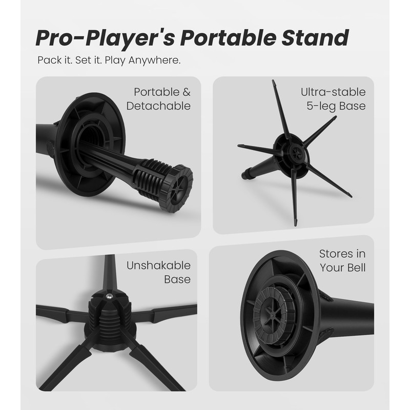 KORDOS Trumpet Stand Holder Portable Foldable Stable Metal 5 Leg,
