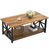GreenForest Coffee Table with Round Corner, Farmhouse Center Table with