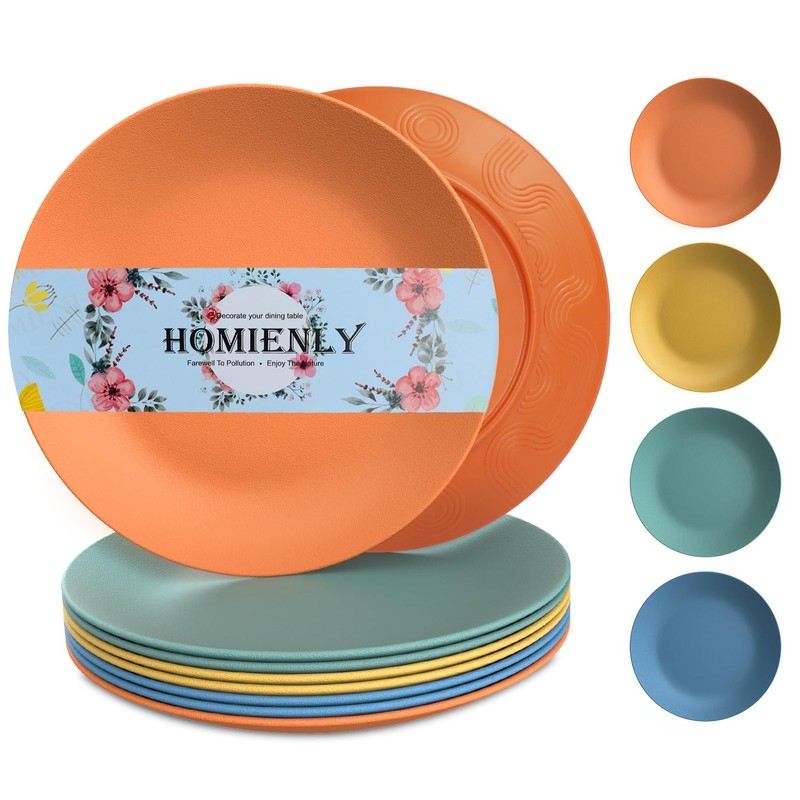 Homienly Wheat Straw Dinner Plates Set of 8, 10 Inch,