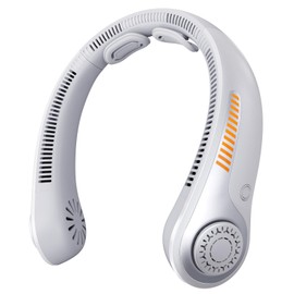 JMOSTRG Portable Neck Fan - 4 Turbines Neck Fan Rechargeable 7000mAh, Cooling Neck Fan with Necksupport, Bladeless Personal Fan with LED Display, Quiet 360° Airflow for Hot Flashes, Travel, Silver