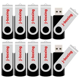 J-boxing 10 Pack USB Flash Drives 16GB Swivel Thumb Drive USB 2.0 Memory Stick Black