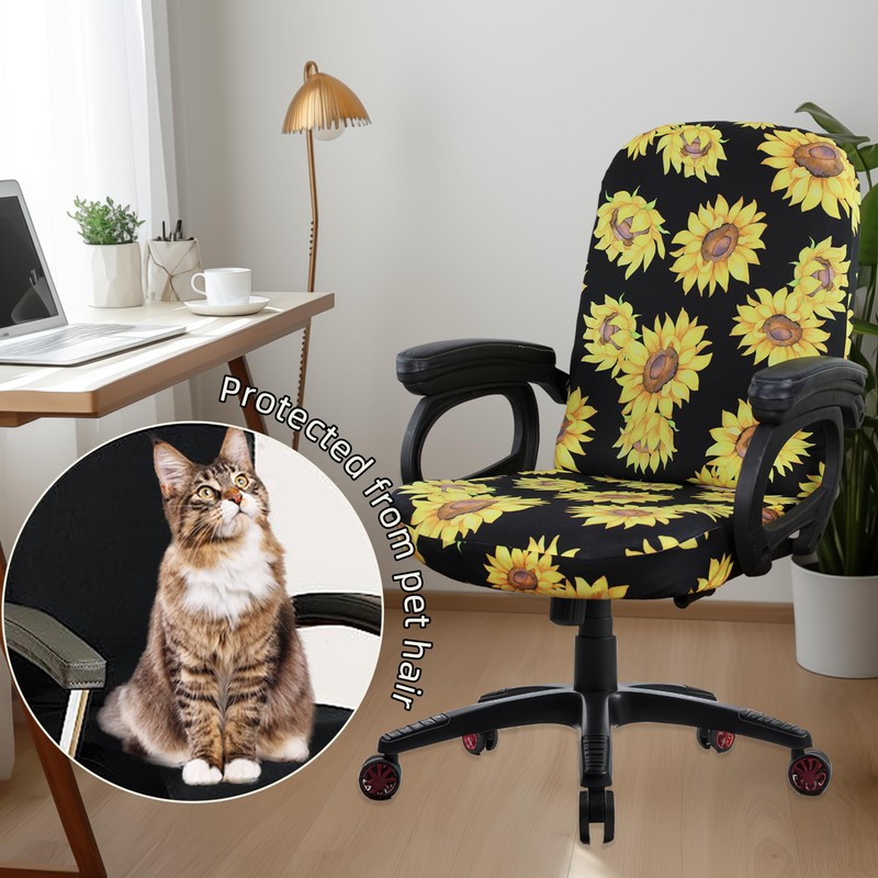 YOXEULL Sunflower Computer Office Chair Covers Stretchable Soft Fit Universal