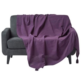 Homescapes Rajput Bedspread 100% Cotton Sofa Throw / Couch Throw in Ribbed Look