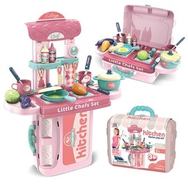 Pretend Play Kitchen, Compact, Includes Cooking Utensils, For Girls, Kitchen, Educational Toy, Storage, Assembly, Mini Kitchen, Kindergarten, Girls, Birthday Gift