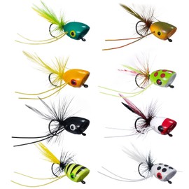 BASSDASH Popper Flies for Fly Fishing Bass Panfish Perch Topwater Fishing Lures