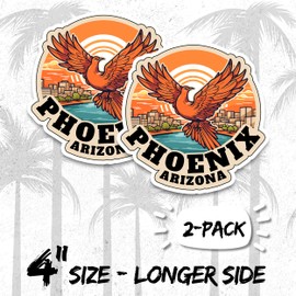 Phoenix Arizona Magnet 4 Inch 2-Pack – Strong Vinyl Decorative Travel Magnets for Fridge Locker Kitchen Office – Cute Fun Aesthetic Cool Durable & Long-Lasting Souvenir ID44999