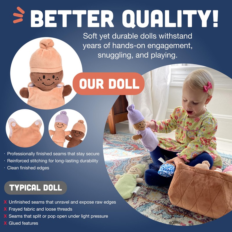 Creative Minds Basket of Babies Soft Baby Dolls, Sensory Toys,