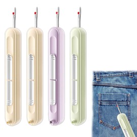 4 PCS 2 in 1 Needle Threader Seam Ripper Sewing Accessories Threading and Thread Remover Tools for Hand Sewing Knitting Craft Quilting Supplies