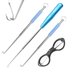 TPTGIAR 3 Pieces Fishing Disgorger, Quick Unhooking Disgorger Fishing with Folding Scissors, Stainless Steel Fishing Hook Remover, Portable Fishing Accessories for Small Large Fish Hook
