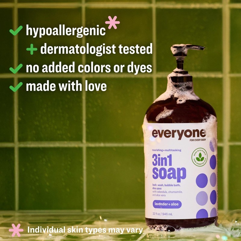 Everyone 3-in-1 Soap, Body Wash, Bubble Bath, Shampoo, 32 Ounce