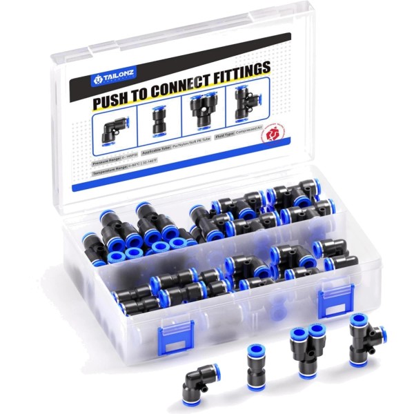Unbranded Versatile 40-Piece Push to Connect Fittings Kit - Ideal