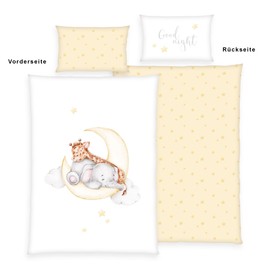 Herding Baby Best Flannel Bed Linen Sleeping on the Moon, Made in Green by Oeko Tex, Pillowcase 40 x 60 cm with Envelope Closure, Duvet Cover 100 x 135 cm with Zip, Cotton, Flannel