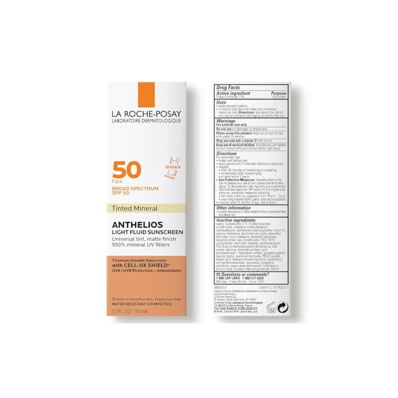 La Roche-Posay Anthelios Tinted Mineral Sunscreen Ultra-Light SPF 50, 1.7