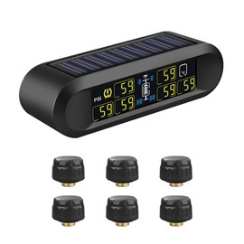 HUAJUN Tire Pressure Sensor, 6 Wheels, tpms, Air Pressure Sensor, High Performance Chip, Instant Pressure and Temperature Monitoring, Solar Energy, USB Double Charging, Air Mony, 6 Wheels, Easy