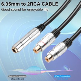 JSADZKJ 1/4 to 2RCA Audio Splitter Cable,6.35mm TRS Female to 2 RCA Female Stereo Audio Cable Gold-Plated 6.35mm Stereo Plug to 2 RCA Connector for Amplifier,Speaker 1.64ft(Female to female)