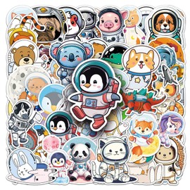 Pack of 50 Astronaut Stickers Pack Astronaut Sticker Set Waterproof Vinyl Stickers for Laptop Children Cars Motorcycle Bicycle Skateboard Luggage Suitcase Computer Sticker Graffiti Decal
