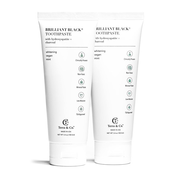 Terra & Co. Brilliant Hydroxyapatite Charcoal Toothpaste for Whitening Teeth–